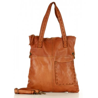 Hadnmade Tote Bag Shopper Schwarz & Braun Leder für Damen